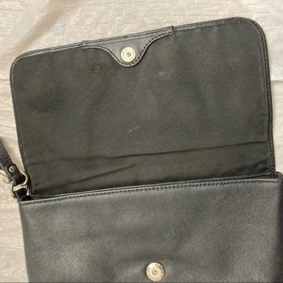 Coach black leather Ashley wristlet bag